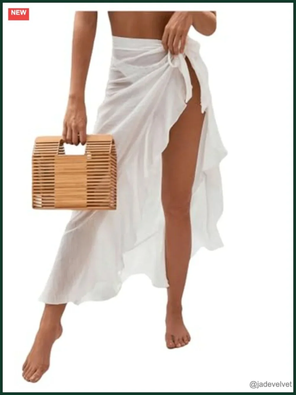 Mesh Sheer Swimsuit Cover Up Ruffle Tie Side Beach Sarong Wrap Long Skirt